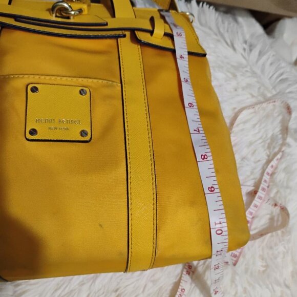 HENRI BENDEL Jetsetter Yellow Nylon Convertible Backpack/ Crossbody Bag - Picture 10 of 13